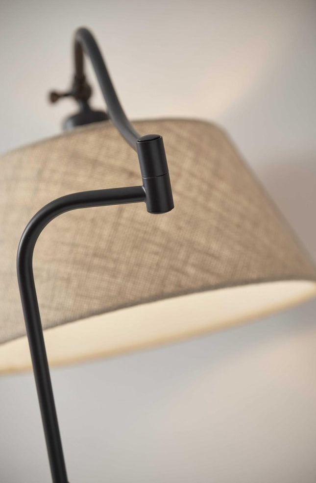 61" Bronze Arched Floor Lamp With Brown Fabric Empire Shade HomeRoots