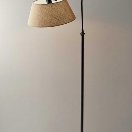 61" Bronze Arched Floor Lamp With Brown Fabric Empire Shade HomeRoots