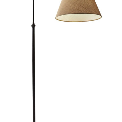 61" Bronze Arched Floor Lamp With Brown Fabric Empire Shade HomeRoots