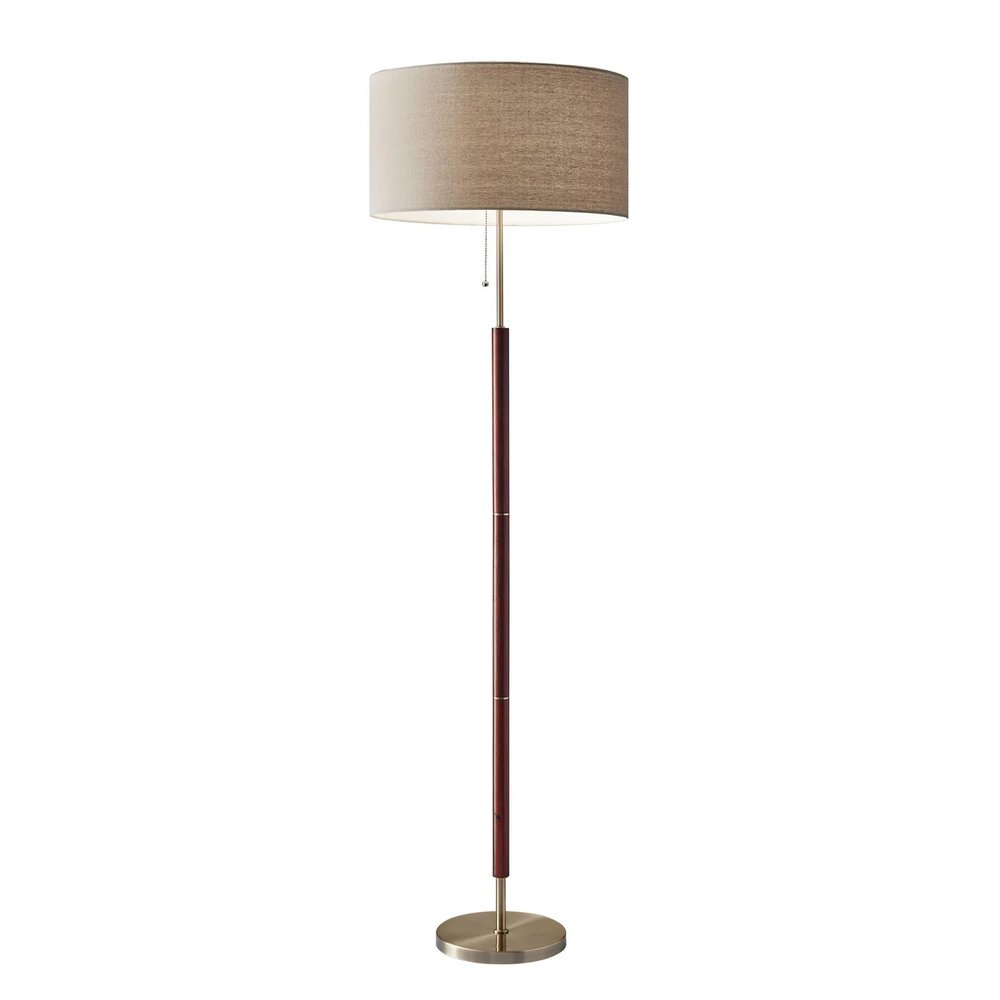 66" Brown Floor Lamp With Brown Fabric Drum Shade