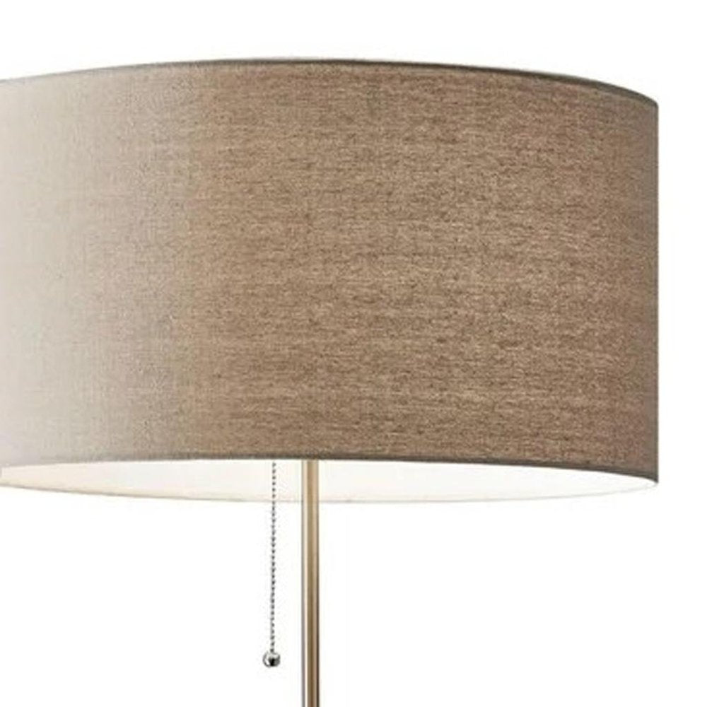 66" Brown Floor Lamp With Brown Fabric Drum Shade