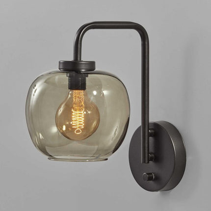 13" Black Metal and Glass Armed Sconce HomeRoots