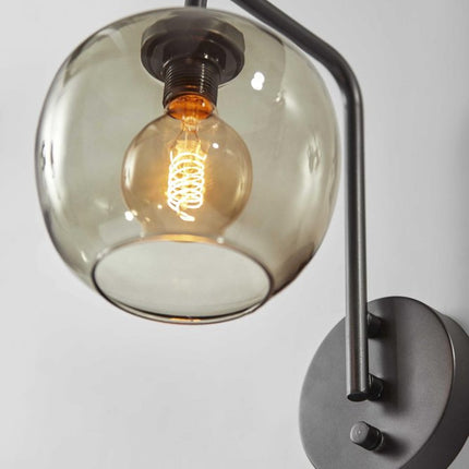 13" Black Metal and Glass Armed Sconce HomeRoots