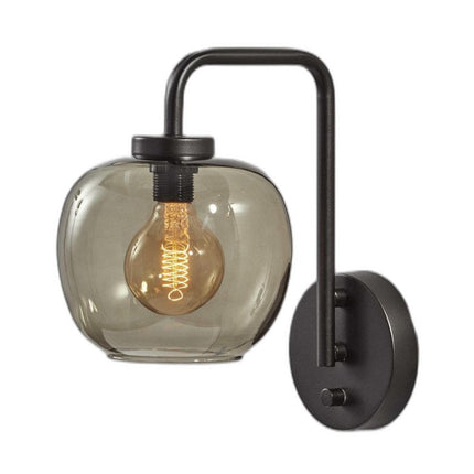 13" Black Metal and Glass Armed Sconce HomeRoots