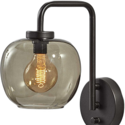 13" Black Metal and Glass Armed Sconce HomeRoots