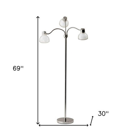 69" Gold Three Light Tree Floor Lamp With Clear Plastic Bowl Shade HomeRoots