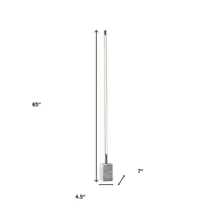 Silver Genuine Marble And Glass Column Floor Lamp HomeRoots