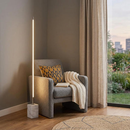 Silver Genuine Marble And Glass Column Floor Lamp HomeRoots