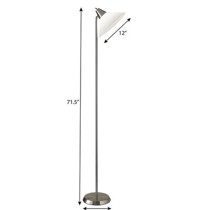 72" Silver With White Plastic Shade HomeRoots