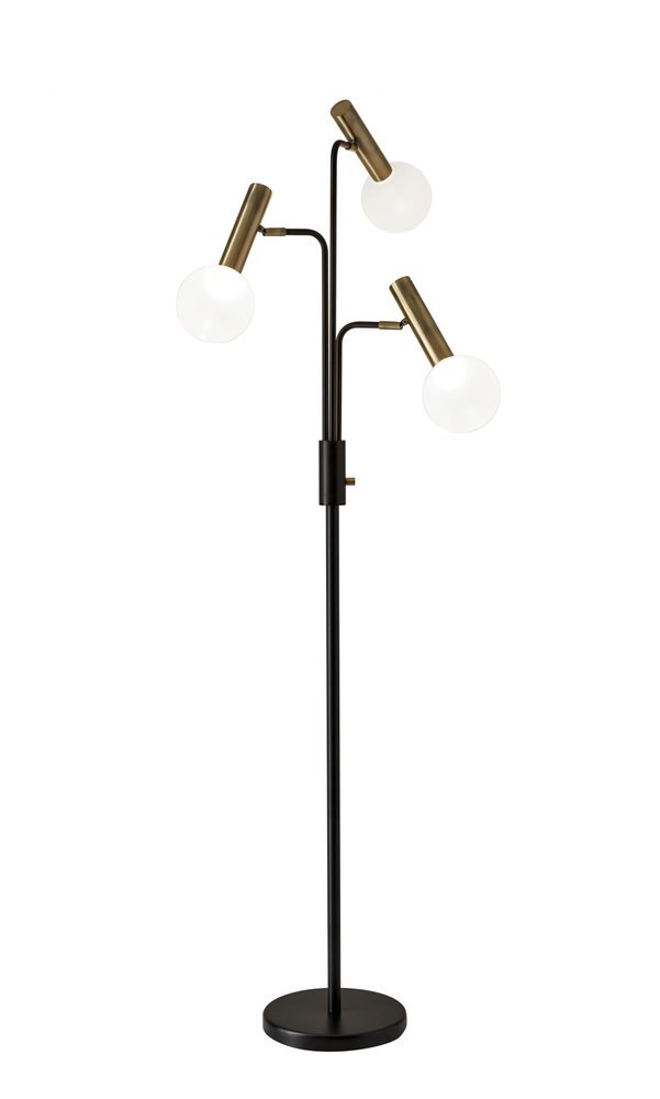 70" Black And Bronze Three Light LED Tree Floor Lamp With White
