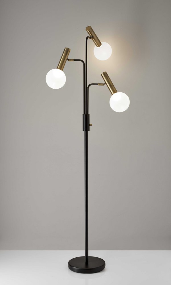 70" Black And Bronze Three Light LED Tree Floor Lamp With White HomeRoots