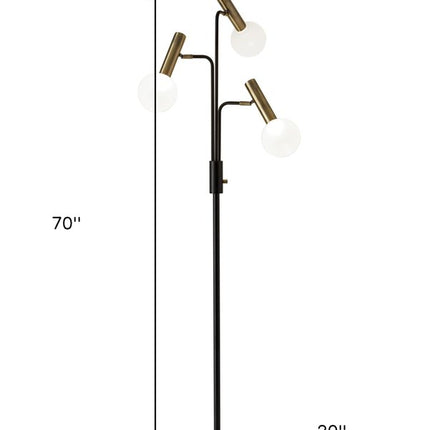 70" Black And Bronze Three Light LED Tree Floor Lamp With White HomeRoots