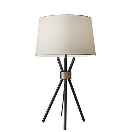 Black Metal Tripod Leg With Antique Brass Accent Table Lamp HomeRoots