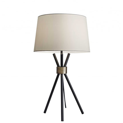Black Metal Tripod Leg With Antique Brass Accent Table Lamp HomeRoots