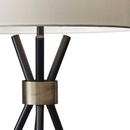 Black Metal Tripod Leg With Antique Brass Accent Table Lamp HomeRoots