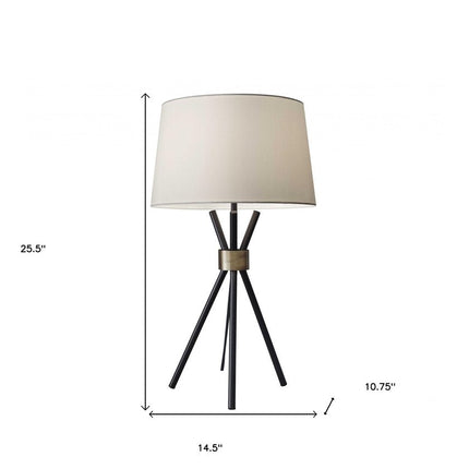 Black Metal Tripod Leg With Antique Brass Accent Table Lamp HomeRoots