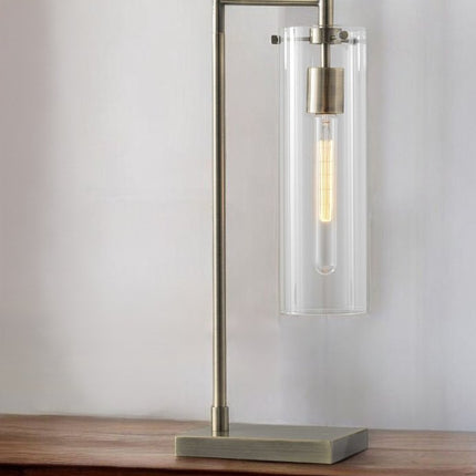 24" Brass Novelty With Clear Cylinder Shade HomeRoots