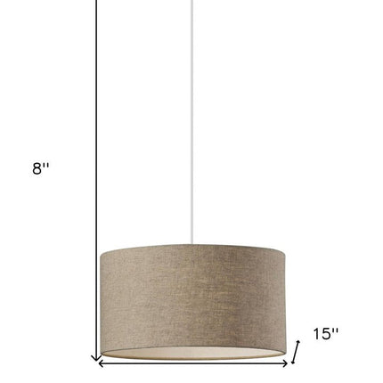 Burlap Fabric Light Brown Electric Drum Pendant Lamp HomeRoots
