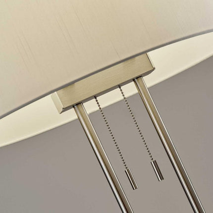 62" Silver Metal Task Floor Lamp With White Fabric Drum Shade HomeRoots