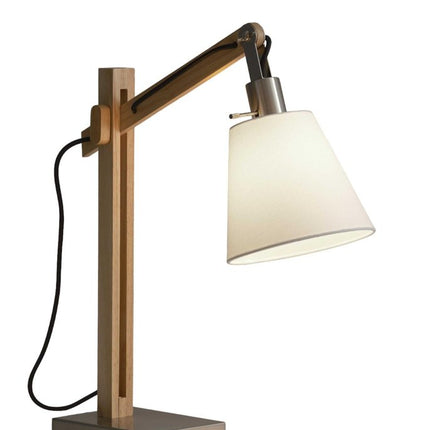 25" Natural Wood Adjustable Height Table Lamp With White Bell Shade HomeRoots