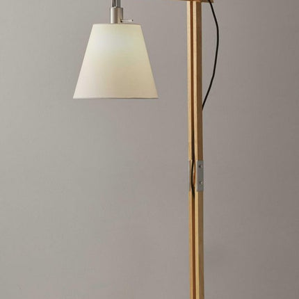 61" Natural Solid Wood Task With White Cotton Shade HomeRoots