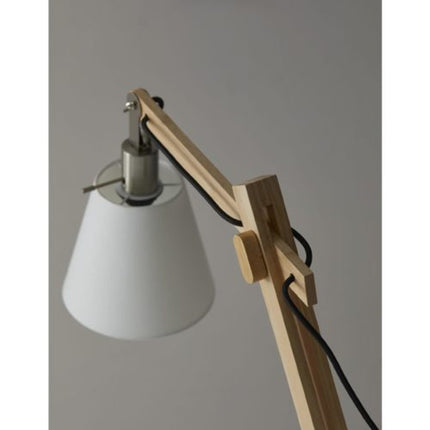 61" Natural Solid Wood Task With White Cotton Shade HomeRoots