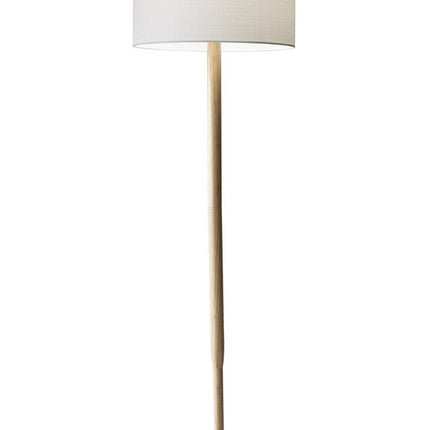 59" Natural Solid Wood Floor Lamp With White Linen Drum Shade HomeRoots