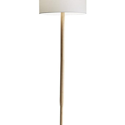 59" Natural Solid Wood Floor Lamp With White Linen Drum Shade HomeRoots
