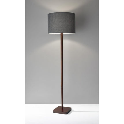 59" Natural Solid Wood Floor Lamp With White Linen Drum Shade HomeRoots