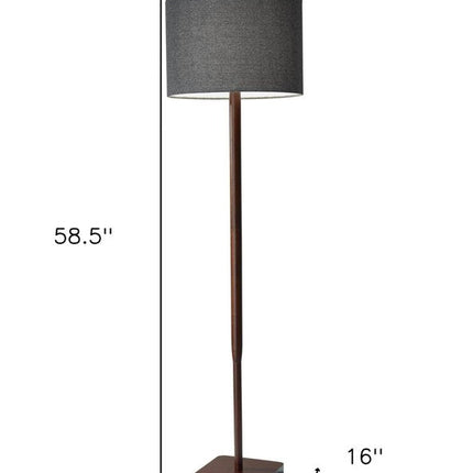 59" Natural Solid Wood Floor Lamp With White Linen Drum Shade HomeRoots