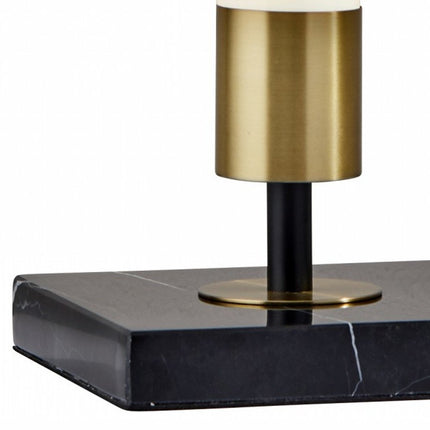 30" Black Marble Metal Standard Table Lamp HomeRoots