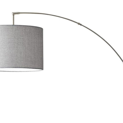 74" Silver Metal Arched Floor Lamp With Gray Linen Drum Shade HomeRoots