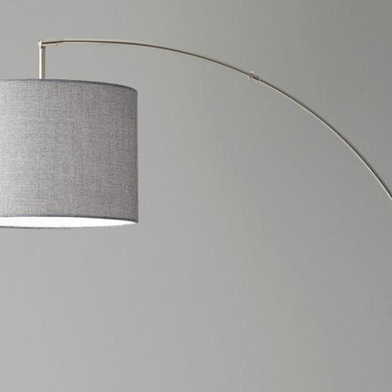 74" Silver Metal Arched Floor Lamp With Gray Linen Drum Shade HomeRoots