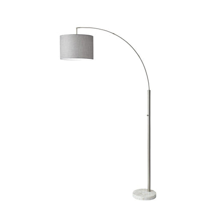 74" Silver Metal Arched Floor Lamp With Gray Linen Drum Shade HomeRoots