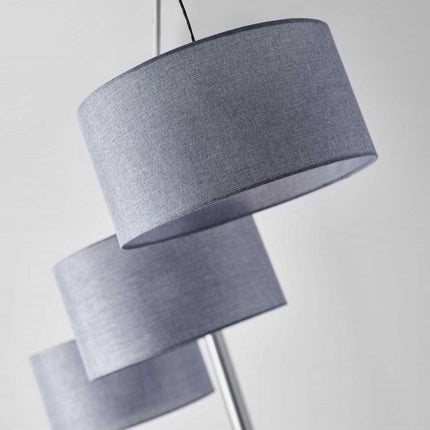 91" Silver Three Light Tree Floor Lamp With Gray Linen Drum Shade HomeRoots