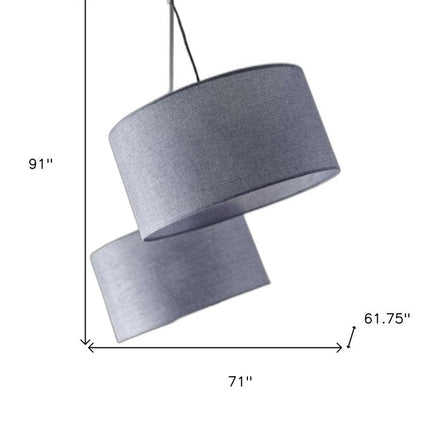 91" Silver Three Light Tree Floor Lamp With Gray Linen Drum Shade HomeRoots