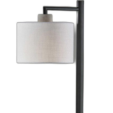 23" Gray Metal Novelty Table Lamp With White Empire Shade HomeRoots