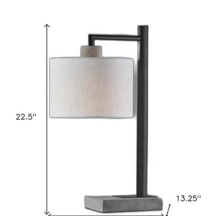 23" Gray Metal Novelty Table Lamp With White Empire Shade HomeRoots