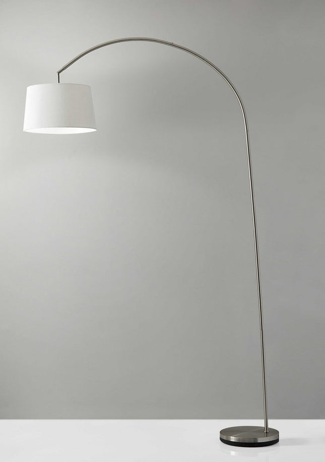 83" Silver Arc Floor Lamp With White Linen Empire Shade HomeRoots