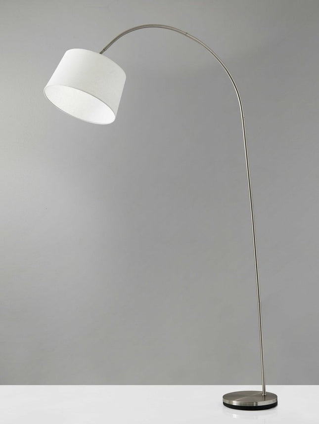 83" Silver Arc Floor Lamp With White Linen Empire Shade HomeRoots