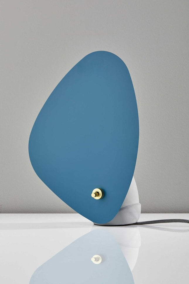 13" Gray Concrete Novelty Bedside Lamp With Aqua Novelty Shade HomeRoots