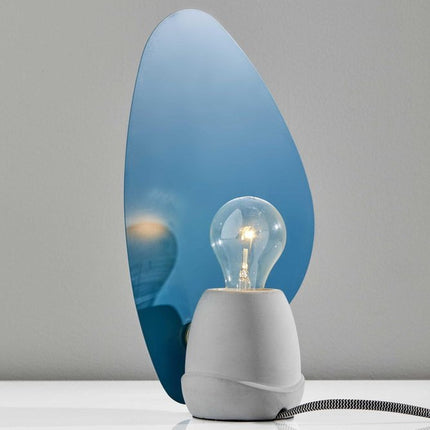 13" Gray Concrete Novelty Bedside Lamp With Aqua Novelty Shade HomeRoots