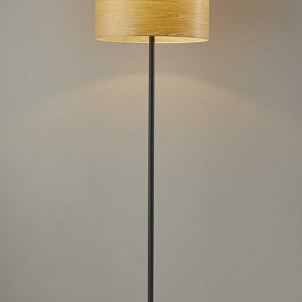 60" Brown And Black Floor Lamp With Brown Veneer Drum Shade HomeRoots