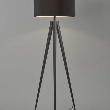 Black Metal Tripod Floor Lamp With Black Fabric Drum Shade HomeRoots