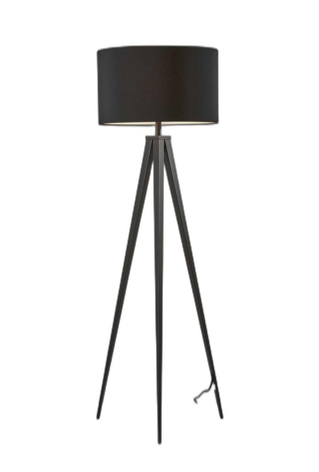 Black Metal Tripod Floor Lamp With Black Fabric Drum Shade HomeRoots