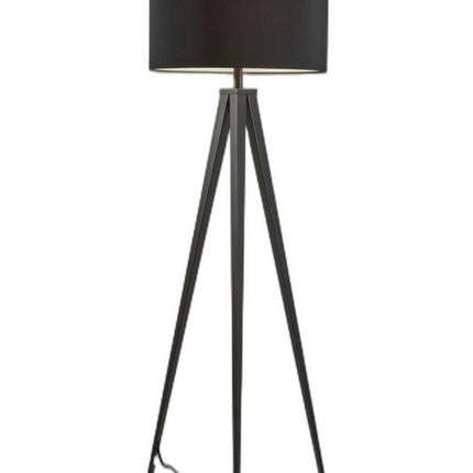 Black Metal Tripod Floor Lamp With Black Fabric Drum Shade HomeRoots