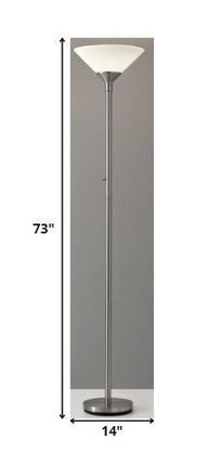 73" Silver Torchiere Floor Lamp With White Acrylic Cone Shade HomeRoots