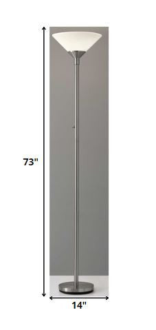 73" Silver Torchiere Floor Lamp With White Acrylic Cone Shade HomeRoots