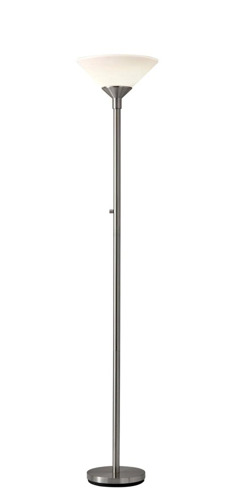 73" Silver Torchiere Floor Lamp With White Acrylic Cone Shade HomeRoots