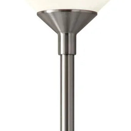 73" Silver Torchiere Floor Lamp With White Acrylic Cone Shade HomeRoots